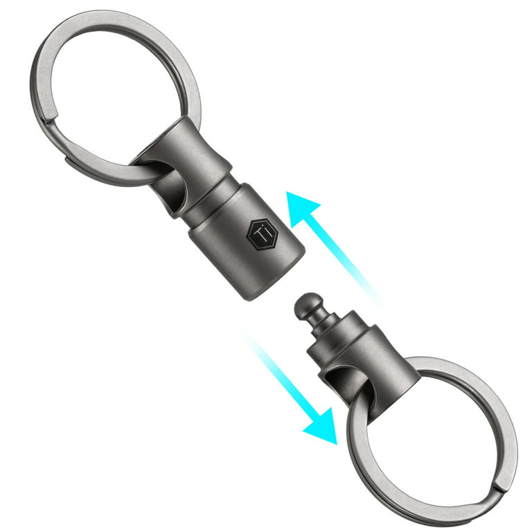 KeyUnity Titanium Swivel Key Chain Rings, Rotatable Key Organizer Linker  for Carabiner, Wind Chime, Plant, DIY Accessory, KA15 Sliver