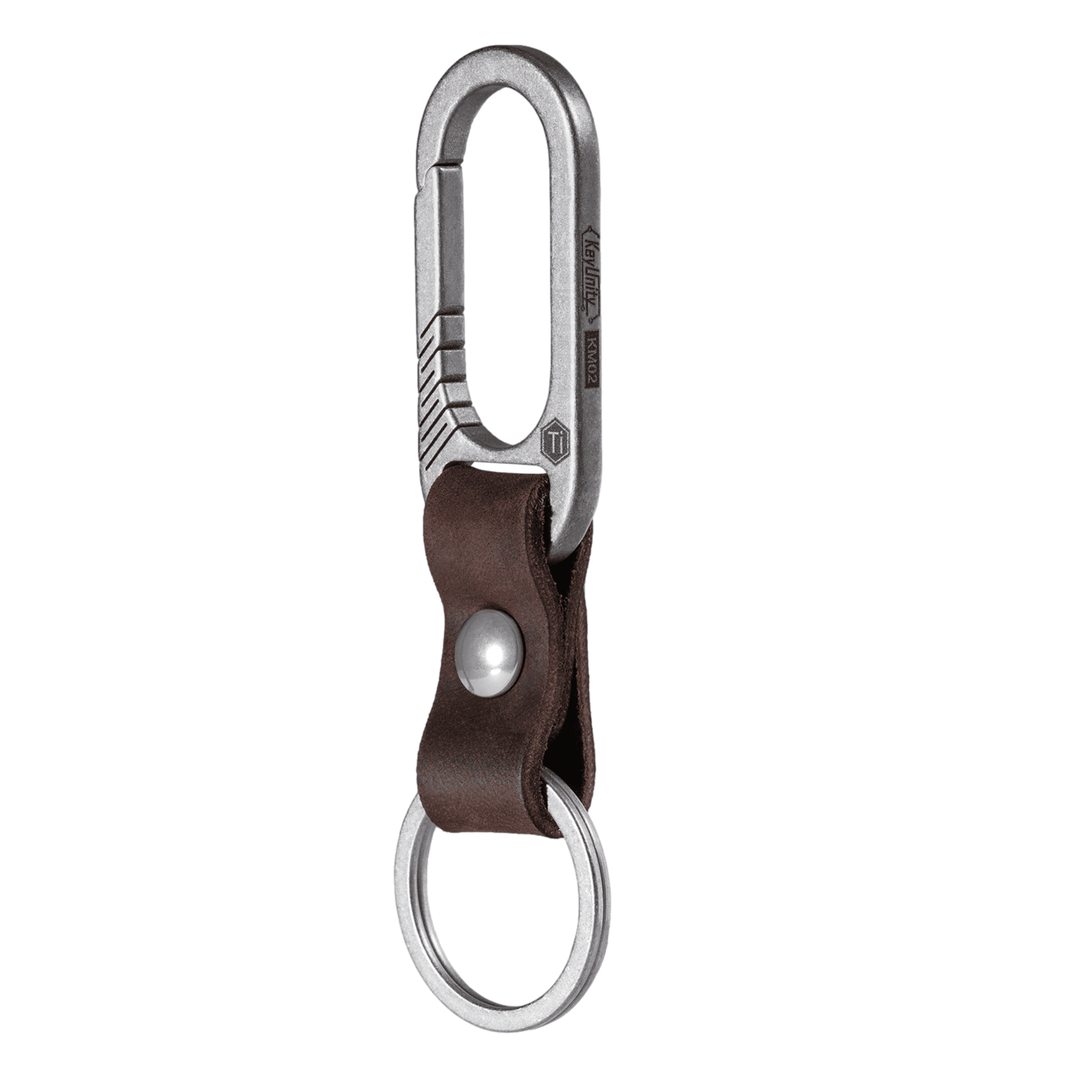KeyUnity KM02 Titanium Belt Clip Carabiner Leather Keychain Holder with  Removable Stainless Steel Key Ring (Sandblasted) 