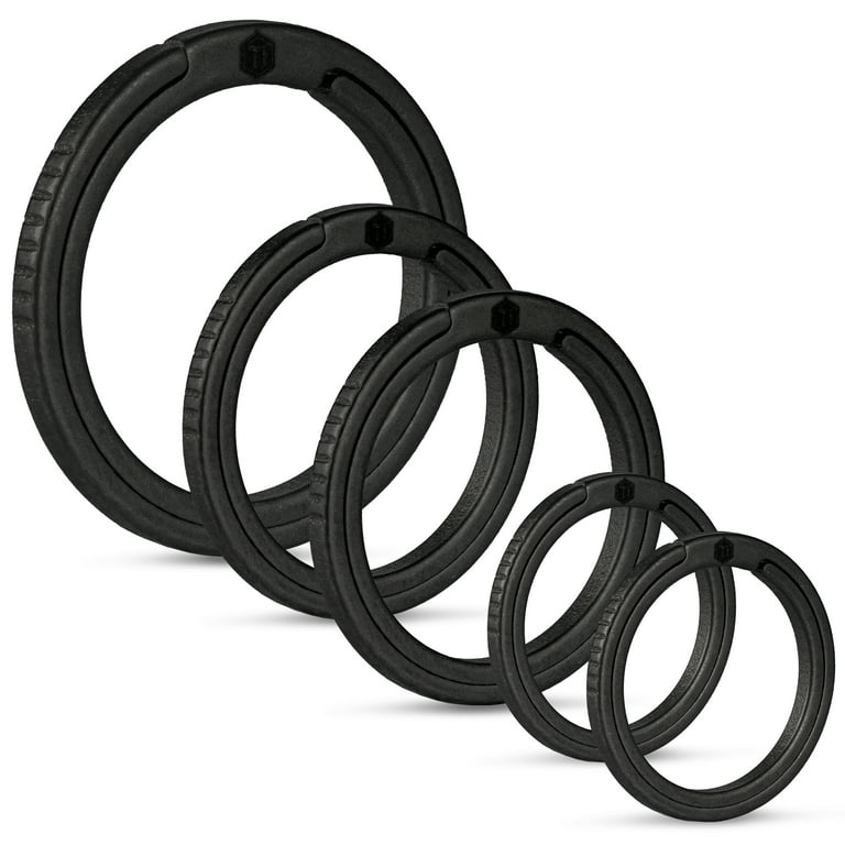 Titanium Nice Elasticity Key Rings 22mm Easy Open Keyring in Bulk by BANG  TI (Black 5-Pack)