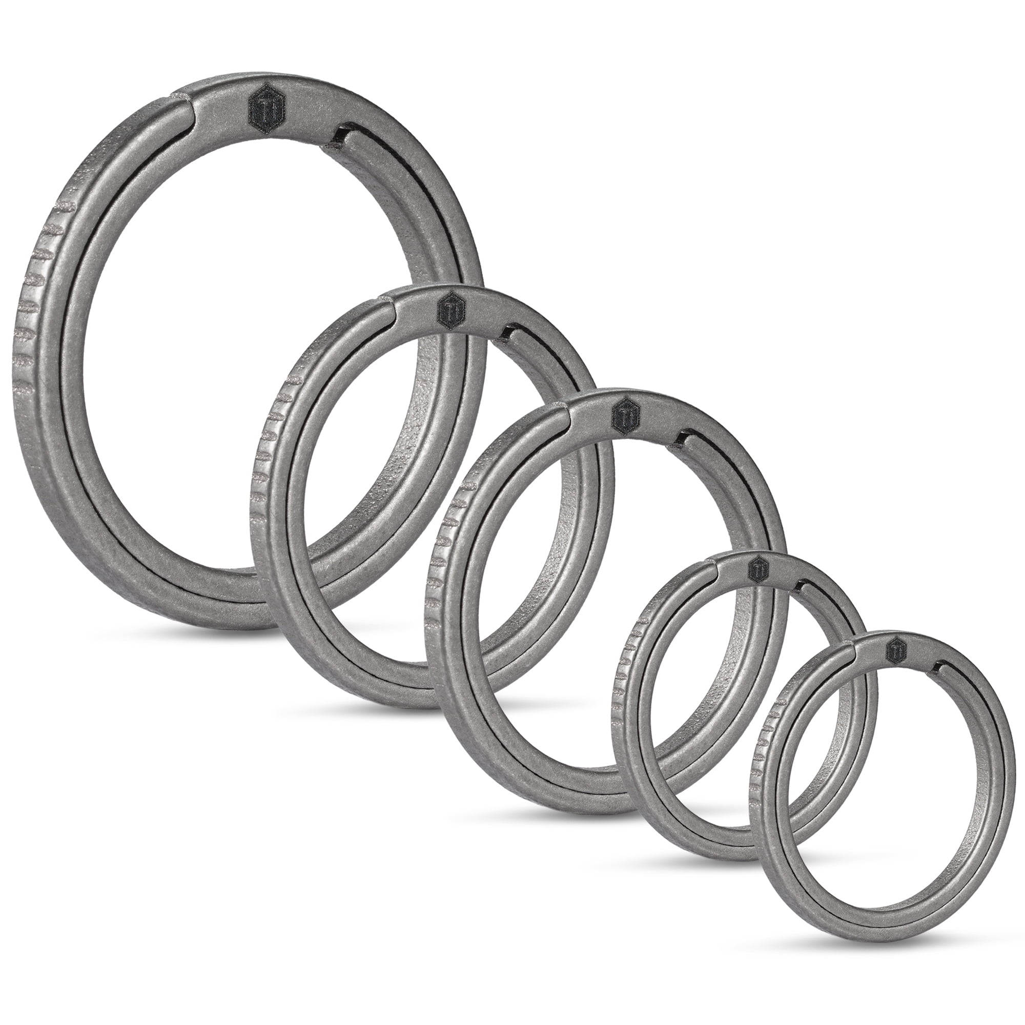 TISUR Titanium Keychain Rings, Split Side Pushing Key Rings Heavy Duty  Black Key Ring For Key Chain Carabiner Dog Tag Ring