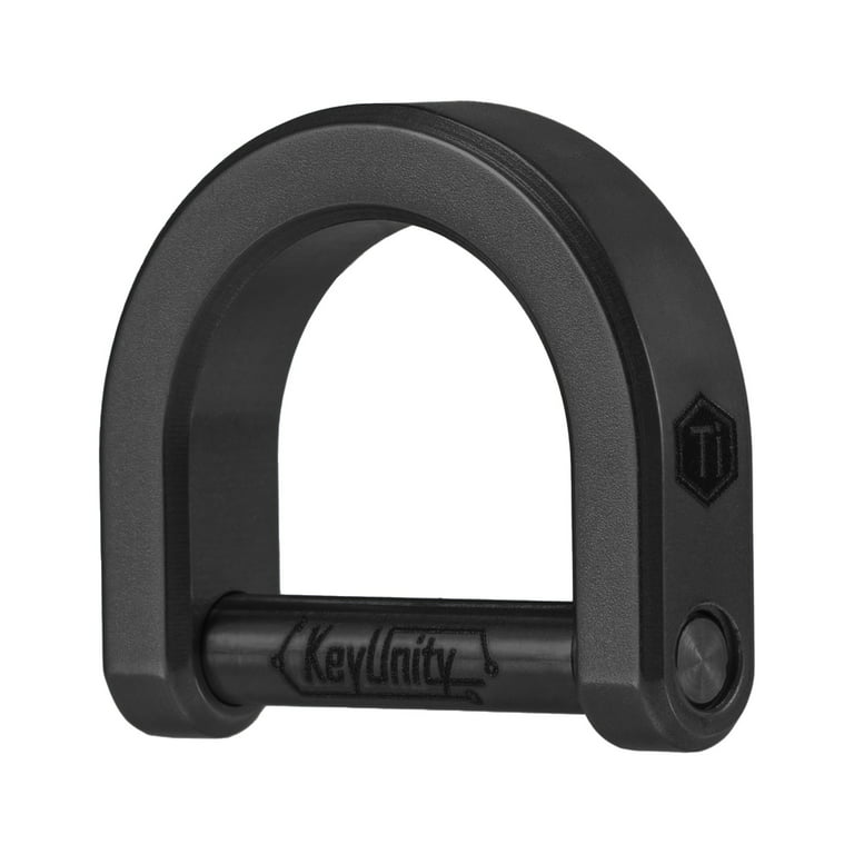 KeyUnity Titanium D Ring Key Shackle, D Shape Key Ring Horseshoe Clasp for Car Fob, DIY Leather Key Organizer Keychain Ka17 (Black, M), Adult Unisex