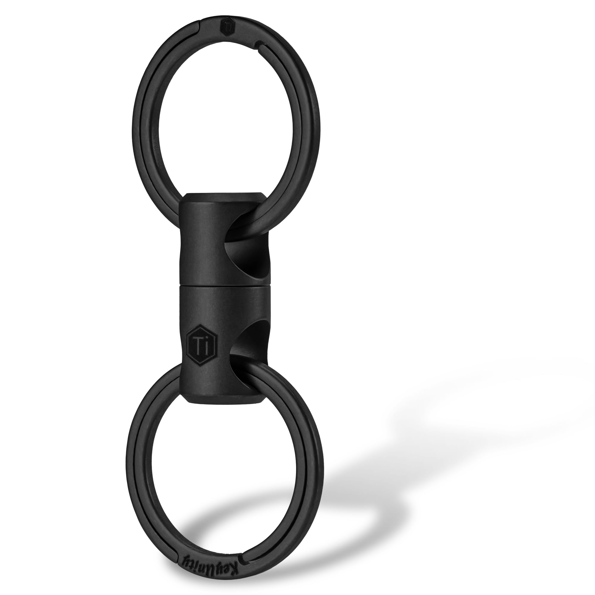 KeyUnity Titanium Swivel Key Chain Rings, Rotatable Key Organizer Linker  for Carabiner, Wind Chime, Plant, DIY Accessory, KA15 Black 