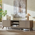 thumbnail image 1 of KeyWhat 70" Mid-Century Modern TV Stand for 75 Inches TV, Fluted Doors & Adjustable Shelves, 1 of 9