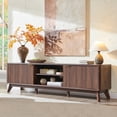 thumbnail image 1 of KeyWhat 70" Mid-Century Modern TV Stand for 75 Inches TV, Fluted Doors & Adjustable Shelves, 1 of 9