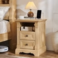 thumbnail image 1 of KeyWhat Farmhouse 2-Drawer Nightstand with Charging Station, 18" Wooden End Table for Bedroom, Living Room, Natural Oak, 1 of 7