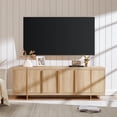 thumbnail image 1 of KeyWhat TV Stand for TVs Up to 80", Modern Entertainment Center with Storage, TV Console with Handle-Free Hidden Doors Design for Living Room, Natural Oak, 1 of 9