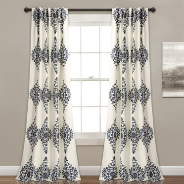 Keya Medallion Room Darkening Window Curtain Cream Set 52x84