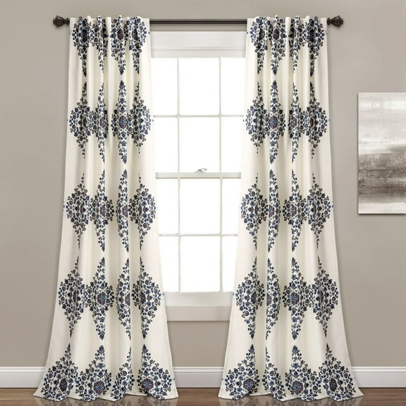 Keya Medallion Room Darkening Window Curtain Cream Set 52x84