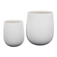 thumbnail image 1 of BenJara Keyan Accent Planter Set of 2, White Resin, Modern Round Textured, 1 of 5