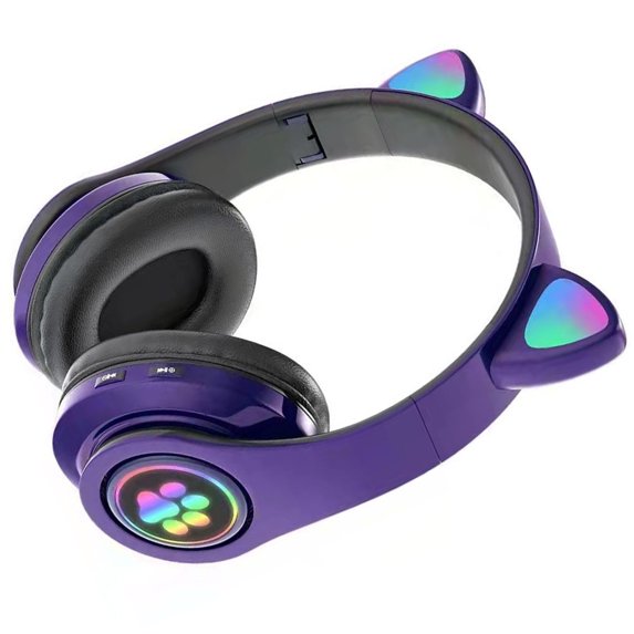 Keyboarant Glow Headset Wireless Earstud Gaming Supplies Birthday Present Multipurpose Noise Reduction Functional Glowing Headphone Purple