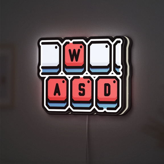 Keyboard 3D Novelty Light Box, Computer and Gaming Wall Art, Electronic Hardware Decor (Height 8 inch, 20cm)