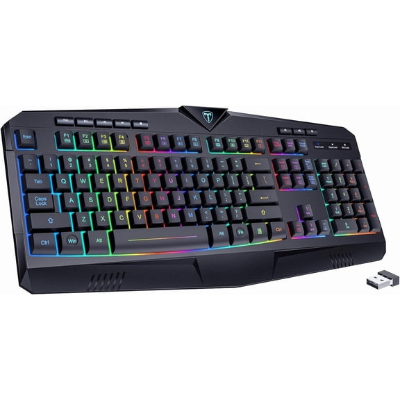 Keyboard, Backlit Gaming Keyboard with Wrist Rest, Silent , Multimedia , Anti-ghosting, Full-Size Light Up Keyboard for PC Gamer