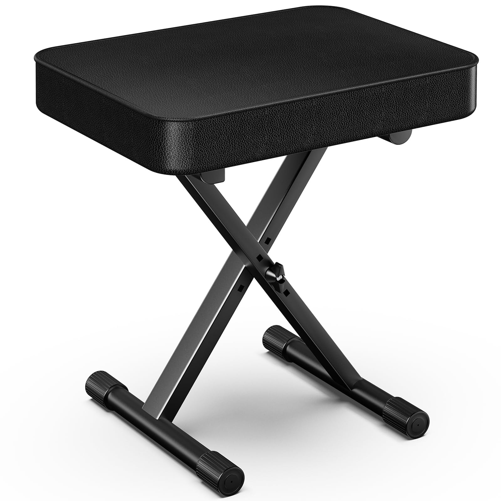 Keyboard Bench Padded Cushion X-style Height Adjustable 16.5''-18.5''  Piano Stool Chair Black