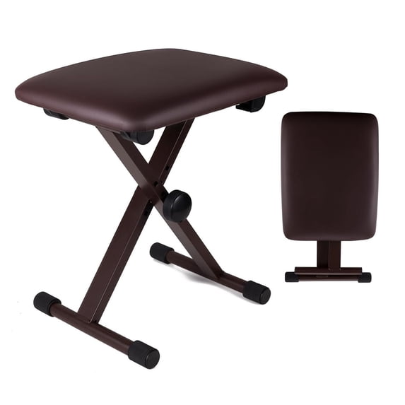Keyboard Bench Pair X Style Piano Stool Thick Padded 12 to 18.5 inch Adjustable Keyboards Chair Brown