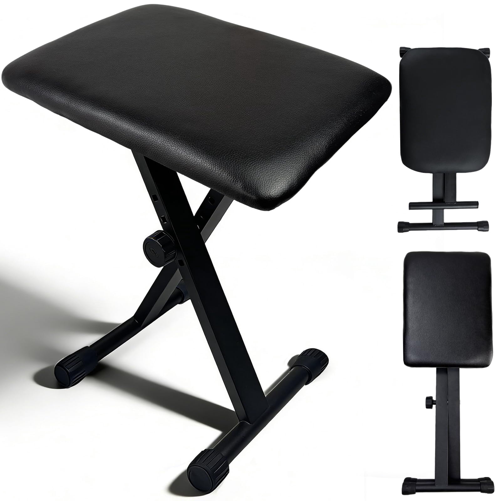 Keyboard Bench X-style Height Adjustable 16-20in Padded Cushion Piano Stool Chair For Keyboards Piano. (thin Version)