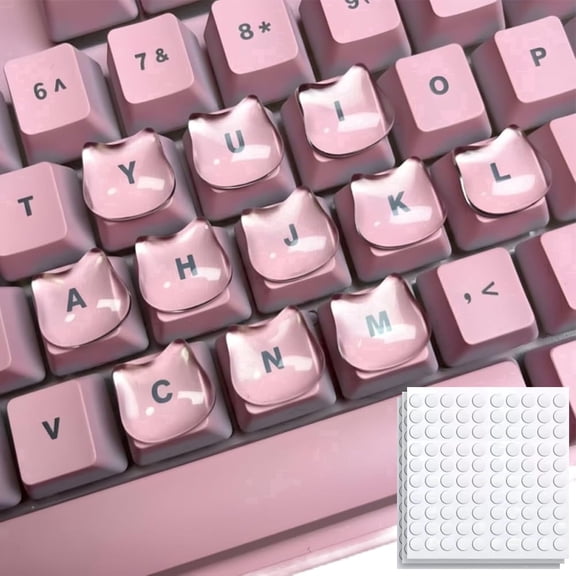 Keyboard Bubbles for Long Nails, Keyboard Stickers for Long Nails, 50/100Pcs Clear Bubbles Raised Keyboards Keys Cover,  Reusable, Expander Comfortable Typing (Cat,50 Pcs)