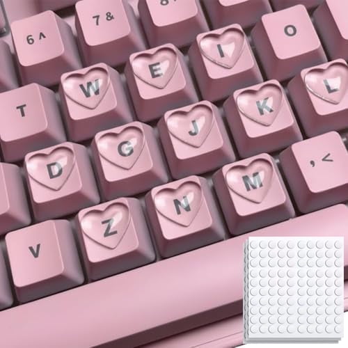 Keyboard Bubbles for Long Nails, Keyboard Stickers for Long Nails, 50/100Pcs Clear Bubbles Raised Keyboards Keys Cover,  Reusable, Expander Comfortable Typing (Heart,100 Pcs)