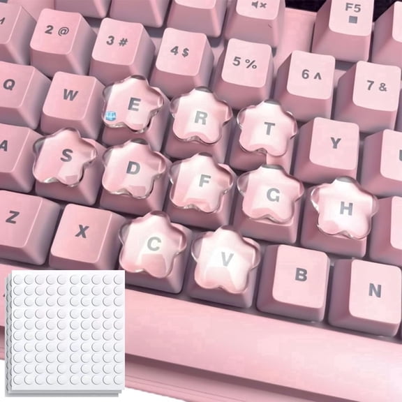 Keyboard Bubbles for Long Nails, Keyboard Stickers for Long Nails, 50/100Pcs Clear Bubbles Raised Keyboards Keys Cover,  Reusable, Expander Comfortable Typing (Star, 200 Pcs)
