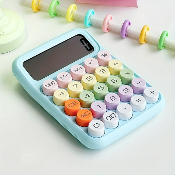 Keyboard Calculator Office 12-digit Mechanical Calculator Cute Candy Color Calculator Color Aesthetic And Big Buttons - Perfect For Office Or School Use