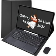 Keyboard Case for Galaxy Tab S8 Ultra 14.6 Inch 2022, Detachable Magnetic BT Touchpad Keyboard with Mouse, Shockproof Slim Protective Leather Cover with S Pen Holder, SM-X900/X906