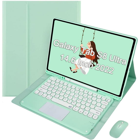 Keyboard Case for Galaxy Tab S8 Ultra 14.6 Inch 2022, Detachable Magnetic BT Touchpad Keyboard with Mouse, Shockproof Slim Protective Leather Cover with S Pen Holder, SM-X900/X906