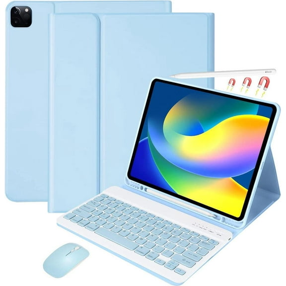 Keyboard Case with Mouse for iPad Air 13 inch M3 M2 2025 2024 / iPad Pro 12.9 inch 6th 5th 4th 3rd Generation 2022 2021 2020 2018 - Wireless Detachable Keyboard- Pencil Holder