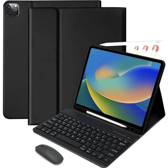 Keyboard Case with Mouse for iPad Air 13 inch M4 M3 M2 2026 2025 2024 / iPad Pro 12.9 inch 6th 5th 4th 3rd Generation 2022 2021 2020 2018 - Wireless Detachable Keyboard- Pencil Holder