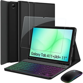 Keyboard Case for Samsung Galaxy Tab A11+ Plus 2025/ A9+ Plus 2023 11 inch, LED Bluetooth 2.4G Mouse, 7 Color Rainbow Backlight Detachable Bluetooth Keyboard Cover with HD Screen Protector