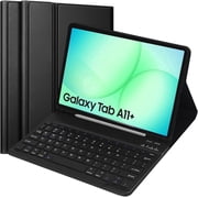 Keyboard Case for Samsung Galaxy Tab A11 Plus/A9+ 11" 2025 /A9+ Plus 5G 11 Inch 2023, Slim Lightweight Stand Cover with Magnetically Detachable Wireless Bluetooth Keyboard Black