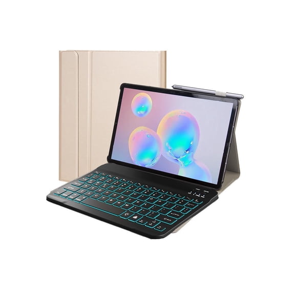Keyboard Case for Samsung Galaxy Tab A7 10.4 inch 2022 2020 Model SM-T500 T503 T505 T507, Stand Cover with 7 Color Backlit, Detachable Wireless Keyboard