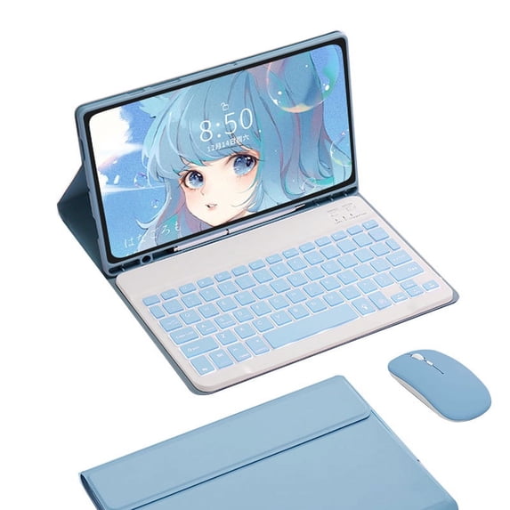 Keyboard Case for Samsung Galaxy Tab A9+/A9 Plus 11"( Model:SM-X216/X210/X218),Slim Lightweight Stand Cover with Magnetically Detachable Wireless Bluetooth Keyboard and Mouse
