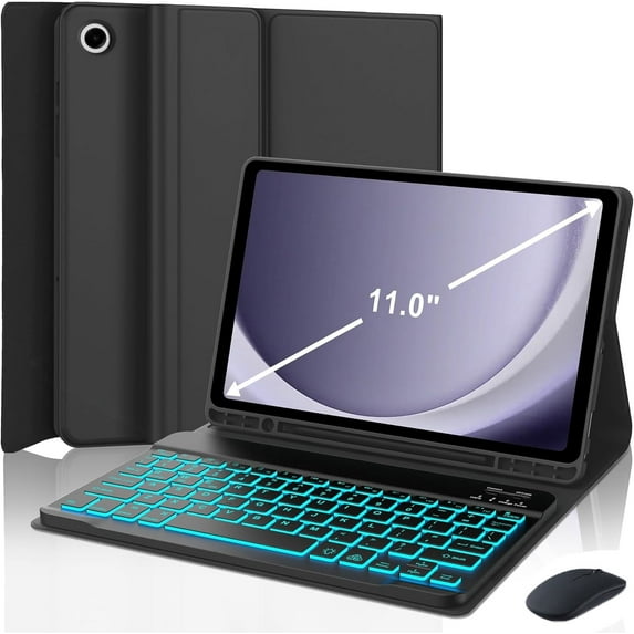 Keyboard Case for Samsung Galaxy Tab A9 Plus/A9+ 11 Inch 2023 Tablet, Model SM-X216 SM-X210 SM-X218, Smart Cover with Detachable Wireless Backlit Bluetooth Keyboard and Mouse
