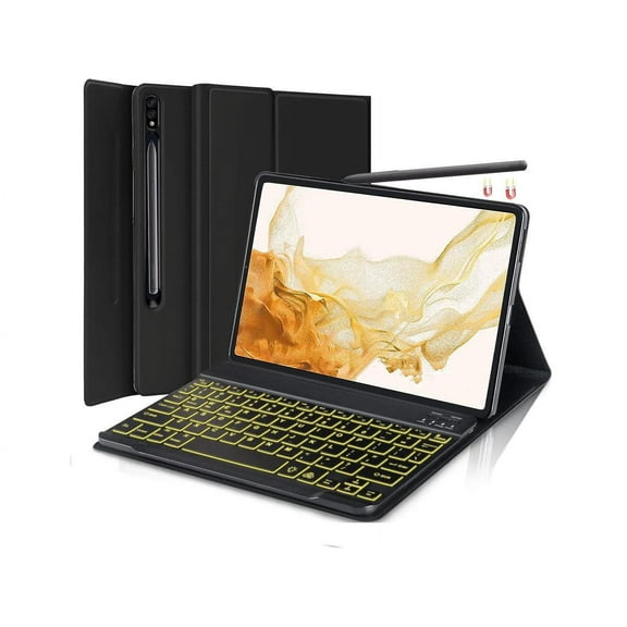 Keyboard Case for Samsung Galaxy Tab S10 Ultra 2024 / S9 Ultra 2023 / S8 Ultra 2022 14.6" Smart Cover with 7 Color Backlit Smat Stand Cover with Magnetic Wireless Keyboard