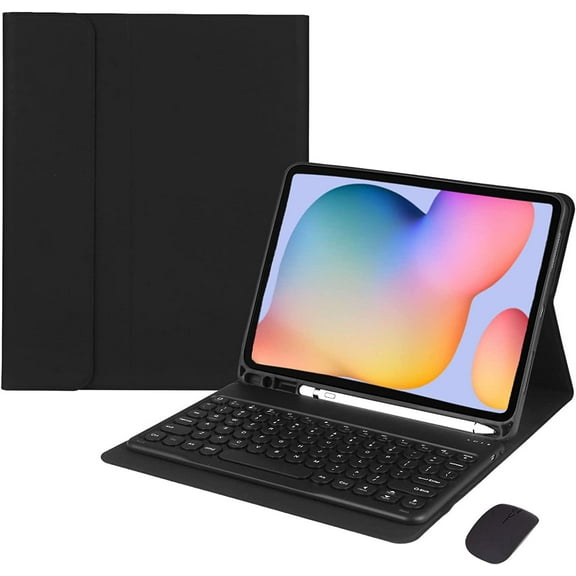 Keyboard Case for Samsung Galaxy Tab S8/Tab S7 11 inch, Detachable BT Keyboard & Mouse, Round Key, Soft TPU Back Cover with S Pen Holder, PU Lightweight Slim Protective Cover