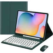 Keyboard Case for Samsung Galaxy Tab S8/Tab S7 11 inch, Detachable BT Keyboard & Mouse, Round Key, Soft TPU Back Cover with S Pen Holder, PU Lightweight Slim Protective Cover