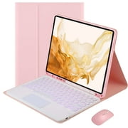 Keyboard Case for Samsung Galaxy Tab S8/Tab S7 11 inch, Wireless Detachable 7 Colors Backlit Keyboard with Mouse, Smart Touchpad, Slim Lightweight Stand Cover with S Pen Holder