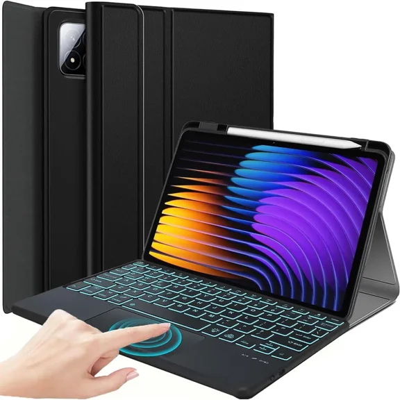 Keyboard Case for Xiaomi Pad 7/ Pad 7 Pro 11.2 Inch, 7 Color Backlit, Magnetic Detachable Wireless Bluetooth Keyboard, Multi-Touch Trackpad, Stain Resistant Cover, Rechargeable