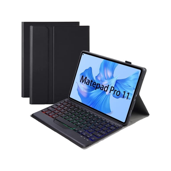 Keyboard Case for Huawei MatePad Pro 11 2022, Soft TPU Protective Cover, [Tri-Color Backlit] Magnetically Detachable Wireless Bluetooth Keyboard
