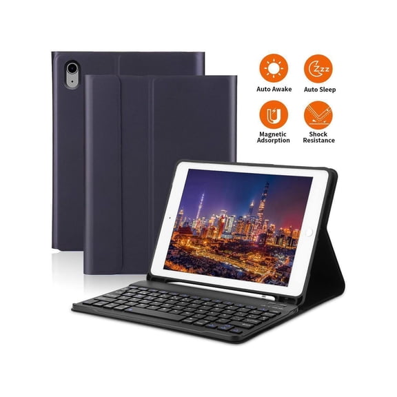 Keyboard Case for iPad 10th Generation 10.9 inch 2022 Model A2696 A2757 A2777 Wireless Detachable Keyboard with Protective Cover with Pencil Holder