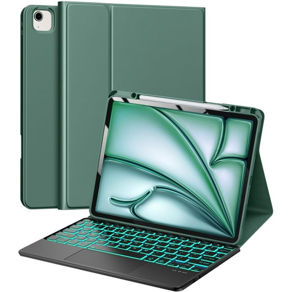 Keyboard Case for iPad Air 13 (M3, 2025/M2, 2024) - Wireless Bluetooth Backlit Keyboard with Multi-Touch Trackpad, Smart Folio Cover
