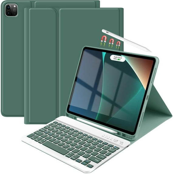 Keyboard Case for iPad Air 13-inch M3/M2/Pro 12.9 (6th & 5th Generation), Detachable Bluetooth Keyboard Case with Pencil Holder,Auto Sleep/Wake