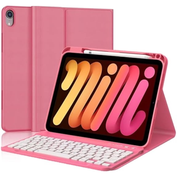 Keyboard Case for iPad Mini 7/6, Detachable Rechargeable Bluetooth Keyboard Folio with Pencil Holder