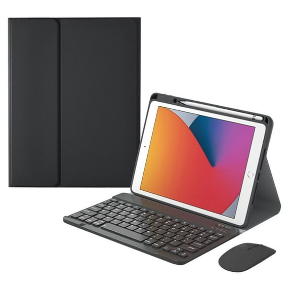 Keyboard Case for iPad 10.2" 9th 8th 7th Generation, Magnetically Detachable Wireless Keyboard with Mouse Pencil Holder for 10.2 inch iPad 9/iPad8/iPad7, Black