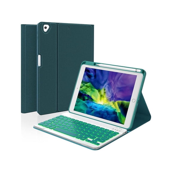 Keyboard Case For iPad 10.2 inch 9th 8th 7th 2021/2020/2019, iPad Pro 10.5 inch/iPad Air 3 10.5, Backlit 7 Colors Wireless Detachable Keyboard with Protective Cover with Pen Holder