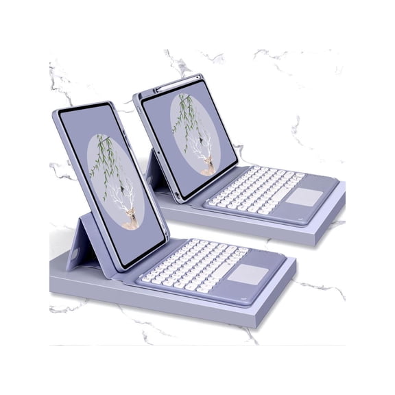 Keyboard Case for iPad 10.2 inch 9th 8th 7th Generation, iPad Pro Air 3, Pro 10.5 with Detachable Magnet Touchpad Keyboard & Pencil Holder, Clear Back Cover