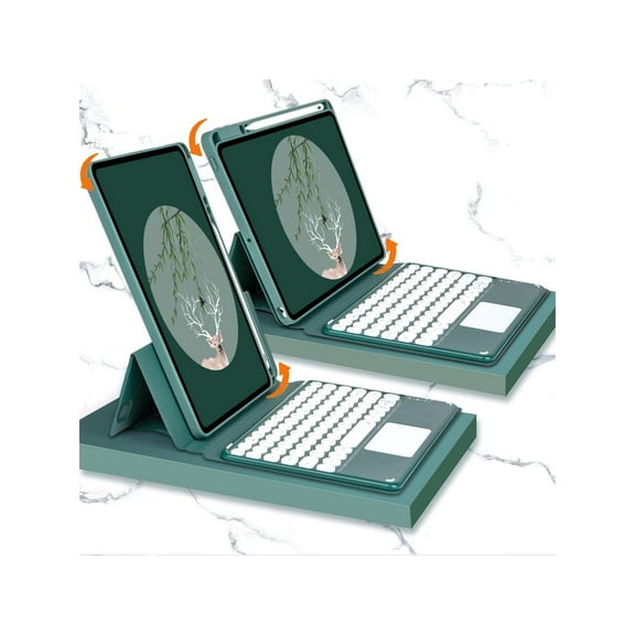 Keyboard Case for iPad 10.2 inch 9th 8th 7th Generation, iPad Pro Air 3, Pro 10.5 with Detachable Magnet Touchpad Keyboard & Pencil Holder, Clear Back Cover