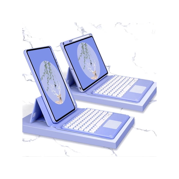 Keyboard Case for iPad 10.2 inch 9th 8th 7th Generation, iPad Pro Air 3, Pro 10.5 with Detachable Magnet Touchpad Keyboard & Pencil Holder, Clear Back Cover