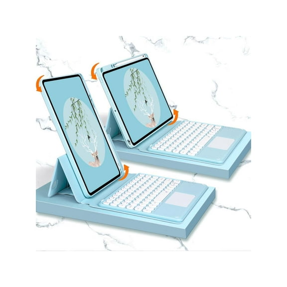 Keyboard Case for iPad 10.2 inch 9th 8th 7th Generation, iPad Pro Air 3, Pro 10.5 with Detachable Magnet Touchpad Keyboard & Pencil Holder, Clear Back Cover