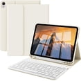 thumbnail image 1 of Keyboard Case for iPad 10th Generation (10.9 Inch 2022) / iPad A16 11th Generation (11 inch 2025) with Pencil Holder, Stand Folio Detachable Wireless Bluetooth Keyboard Cover, Cream White, 1 of 4