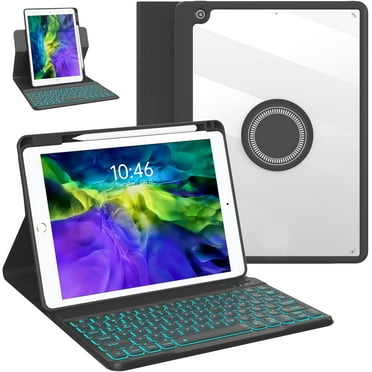 Keyboard Case for iPad 9th/8th/7th Gen 10.2 inch, iPad Air 3rd, Pro 10.5 - Colorful Backlite Keyboard, 360 Rotatable Detachable Magnetic Protective Cover, Pencil Holder, Auto Sleep/Wake